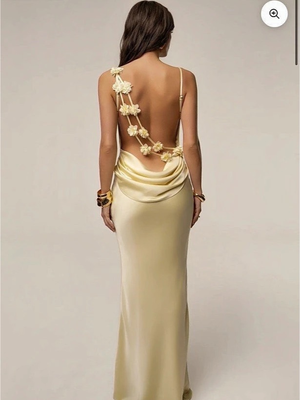 J Luxlabel Yellow Down The Aisle Satin Gown Yellow Satin Maxi Gown Like New — image 2 of 4